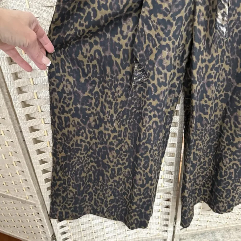 Banana Republic Linen Blend Sleeveless Jumpsuit Size 2 Animal Print Cropped Tie